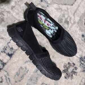 Skechers Black Slippers Comfortable Slip-On Design